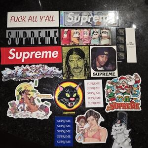 Supreme Sticker Set with Red, Black, and White Designs